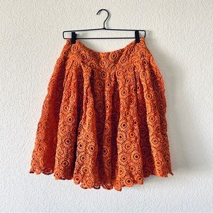 NWT Anthropologie Moulinette Soeurs Orange Crochet Skirt Size 8
